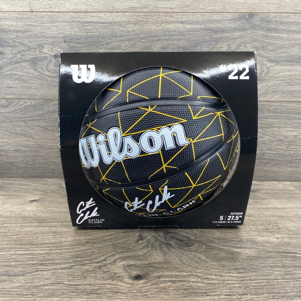 Wilson Caitlin Clark Basketball Youth Size 5 Black Yellow Signature #22 Outdoor